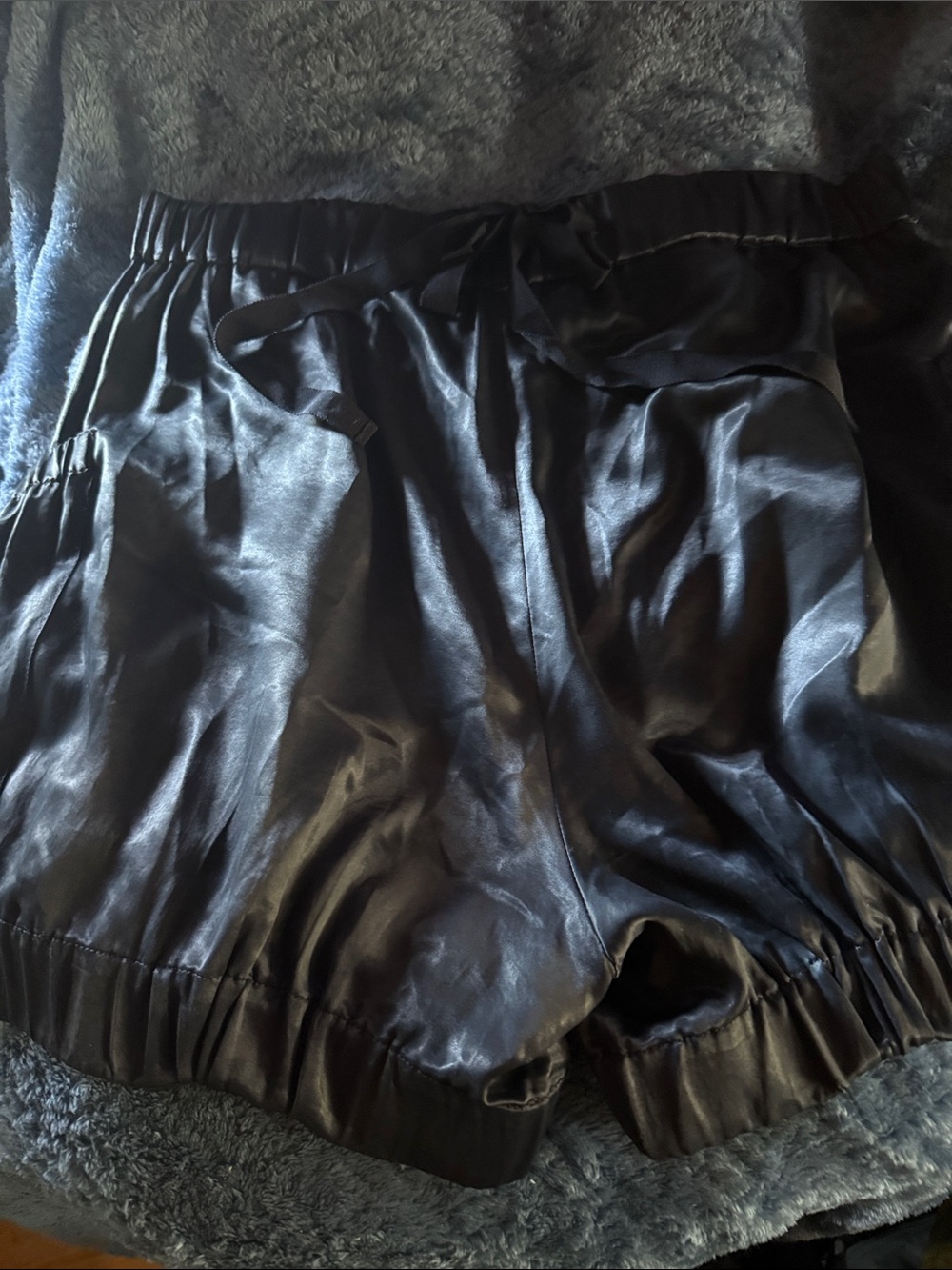 Marc by Marc Jacobs Black Satin Drawstring Skort-Style Shorts
